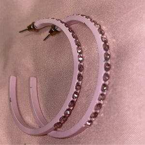 💰Pink rhinestone hoops